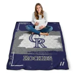 custom colorado rockies grunge patch blue white quilt blanket best selling