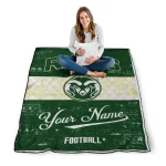 custom colorado state rams hibiscus burst green white quilt blanket best selling