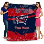 custom columbus blue jackets brushstroke layers navy blue quilt blanket best selling
