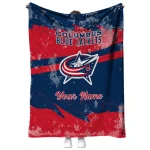 custom columbus blue jackets brushstroke layers navy blue quilt blanket best selling