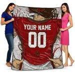 custom cornell big red player sketch red gray quilt blanket best selling