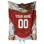 custom cornell big red player sketch red gray quilt blanket best selling
