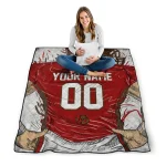 custom cornell big red player sketch red gray quilt blanket best selling