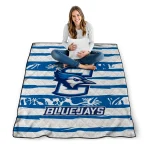 custom creighton bluejays layered florals blue white quilt blanket best selling