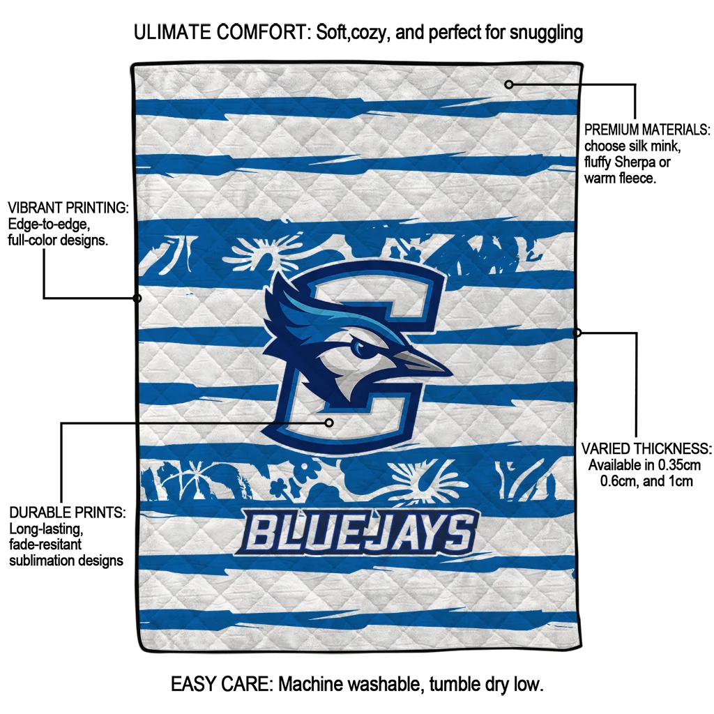 custom creighton bluejays layered florals blue white quilt blanket latest model custom creighton bluejays layered florals blue white quilt blanket latest model