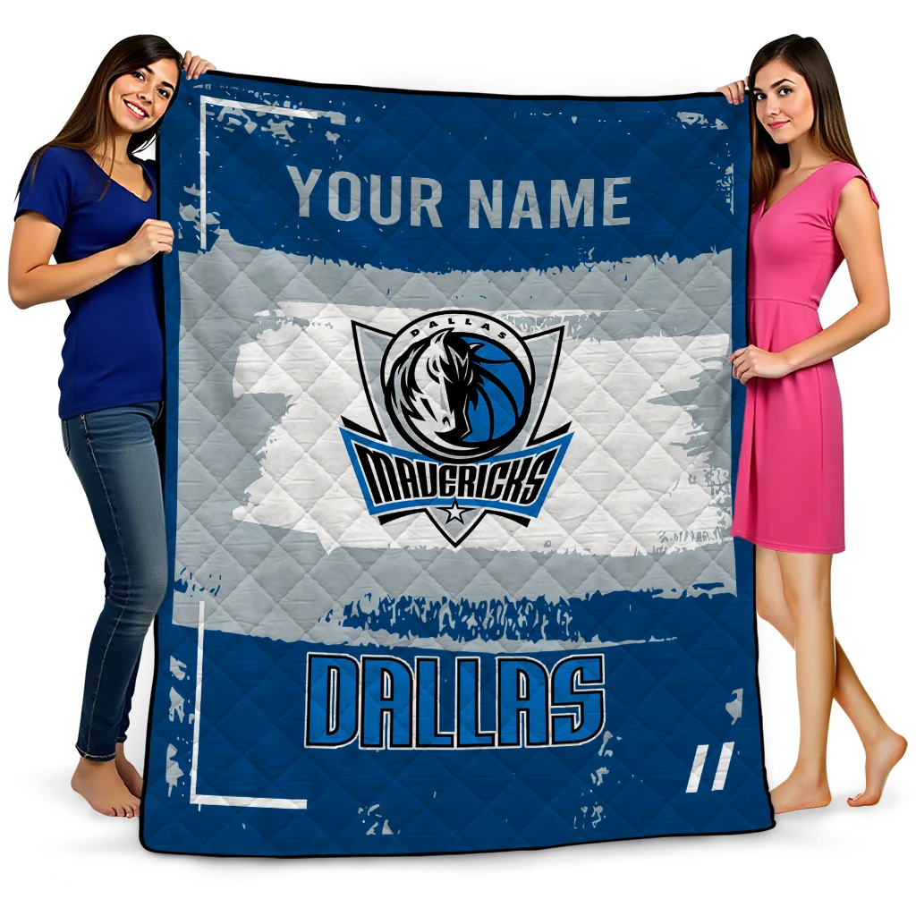 custom dallas mavericks grunge patch blue white quilt blanket best selling