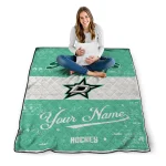 custom dallas stars pinstripe lines green white quilt blanket best selling
