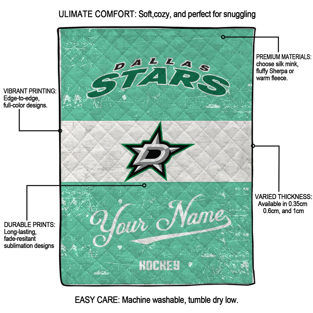 custom dallas stars pinstripe lines green white quilt blanket latest model custom dallas stars pinstripe lines green white quilt blanket latest model