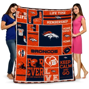 custom denver broncos helmet passion orange quilt blanket best selling