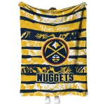 custom denver nuggets layered florals blue white quilt blanket best selling