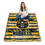 custom denver nuggets layered florals blue white quilt blanket best selling
