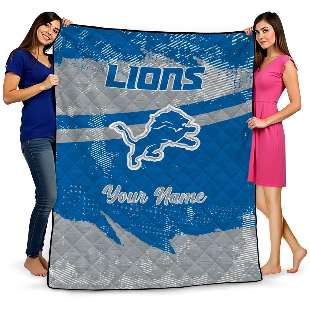 custom detroit lions brushstroke layers blue quilt blanket best selling custom detroit lions brushstroke layers blue quilt blanket best selling