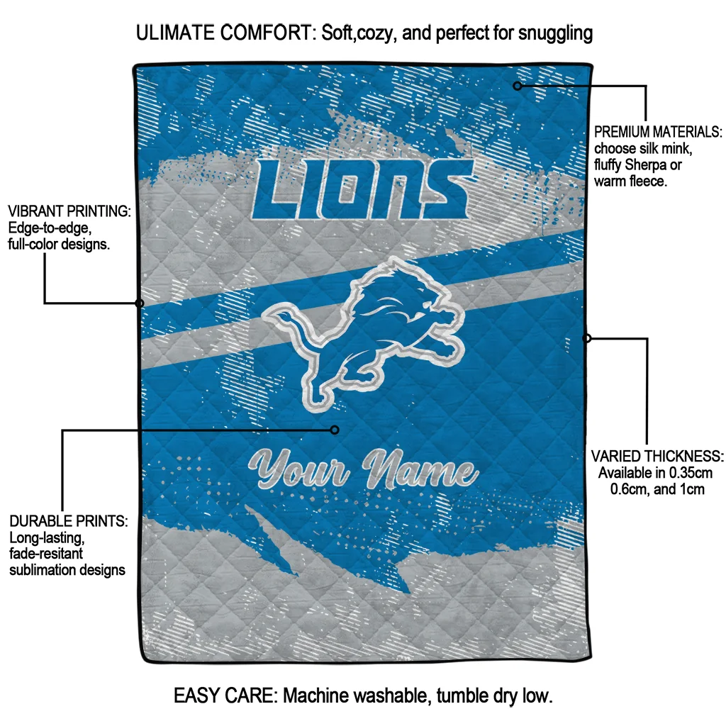 custom detroit lions brushstroke layers blue quilt blanket latest model custom detroit lions brushstroke layers blue quilt blanket latest model