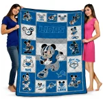 custom detroit lions mickey crimson blue white quilt blanket best selling