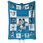 custom detroit lions mickey crimson blue white quilt blanket best selling