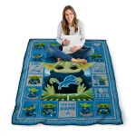 custom detroit lions yody baby pattern blue quilt blanket best selling