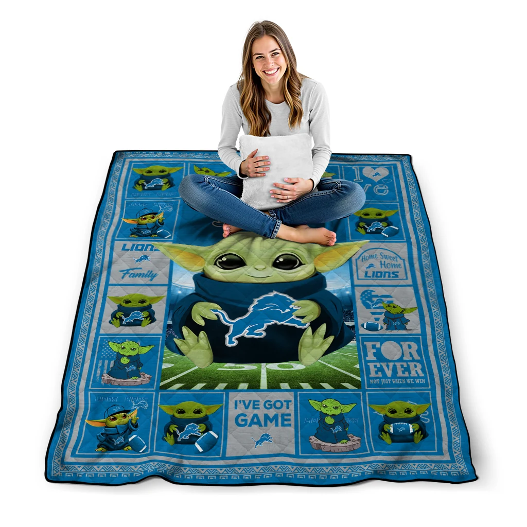 custom detroit lions yody baby pattern blue quilt blanket high quality custom detroit lions yody baby pattern blue quilt blanket high quality