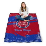 custom detroit pistons brushstroke layers red quilt blanket best selling