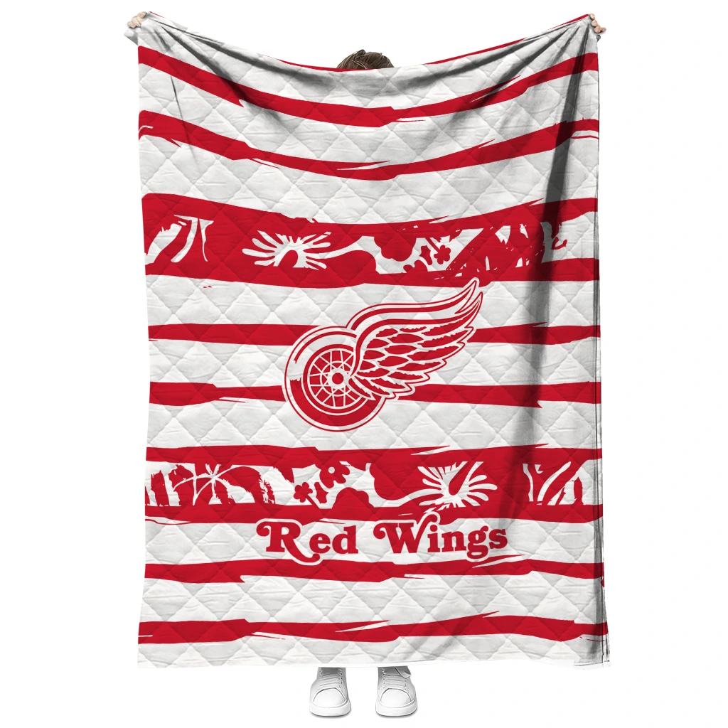 custom detroit red wings layered florals red white quilt blanket fashion forward