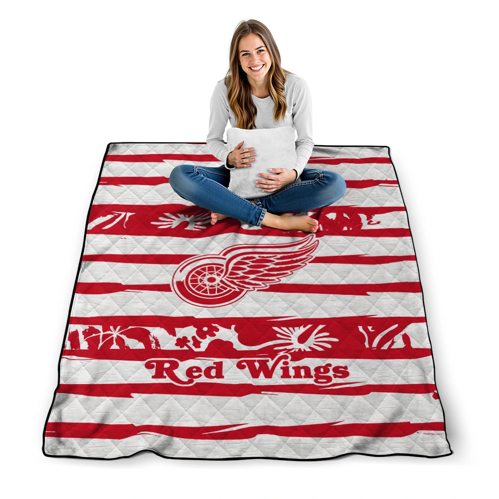 custom detroit red wings layered florals red white quilt blanket high quality custom detroit red wings layered florals red white quilt blanket high quality