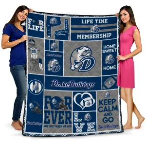 custom drake bulldogs helmet passion blue quilt blanket best selling