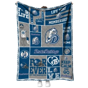 custom drake bulldogs helmet passion blue quilt blanket fashion forward