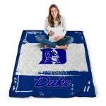 custom duke blue devils grunge patch blue white quilt blanket best selling