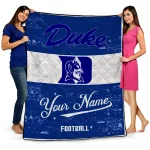 custom duke blue devils hibiscus burst blue white quilt blanket best selling