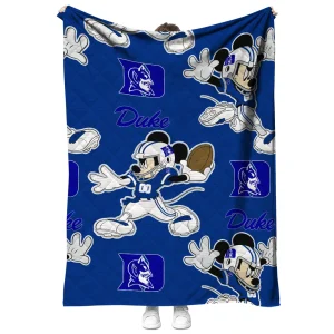 custom duke blue devils mickey football blue quilt blanket fashion forward