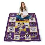 custom east carolina pirates mickey crimson purple white quilt blanket best selling