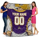 custom east carolina pirates player sketch purple gray quilt blanket best selling