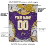 custom east carolina pirates player sketch purple gray quilt blanket best selling