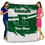 custom eastern michigan eagles brushstroke layers green quilt blanket best selling