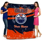 custom edmonton oilers brushstroke layers blue quilt blanket best selling