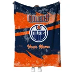custom edmonton oilers brushstroke layers blue quilt blanket best selling