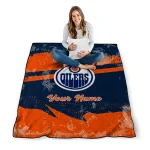 custom edmonton oilers brushstroke layers blue quilt blanket best selling