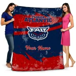 custom florida atlantic owls brushstroke layers blue quilt blanket best selling