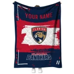custom florida panthers grunge patch red white quilt blanket best selling