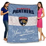 custom florida panthers pinstripe lines red white quilt blanket best selling