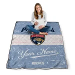 custom florida panthers pinstripe lines red white quilt blanket best selling