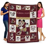 custom florida state seminoles mickey crimson garnet white quilt blanket best selling