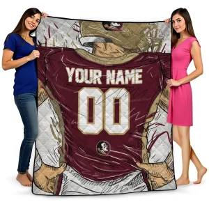 custom florida state seminoles player sketch garnet gray quilt blanket best selling
