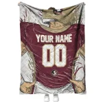 custom florida state seminoles player sketch garnet gray quilt blanket best selling
