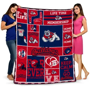 custom fresno state bulldogs helmet passion red quilt blanket best selling