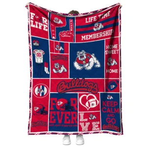 custom fresno state bulldogs helmet passion red quilt blanket fashion forward