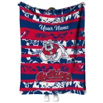custom fresno state bulldogs layered florals red white quilt blanket best selling