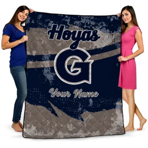 custom georgetown hoyas brushstroke layers blue quilt blanket best selling