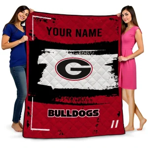 custom georgia bulldogs grunge patch red white quilt blanket best selling