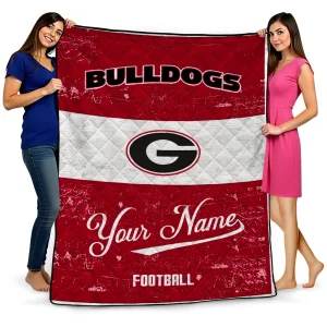 custom georgia bulldogs hibiscus burst red white quilt blanket best selling