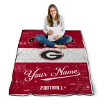 custom georgia bulldogs hibiscus burst red white quilt blanket best selling